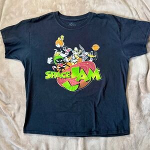 Space Jam Graphic T-Shirt Men Large Black Looney Tunes Tune Squad Retro Tee